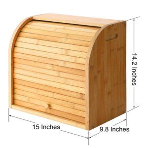 Bread Box 2 Layer Bamboo Bread Boxes for Kitchen Food Storage Large Capacity